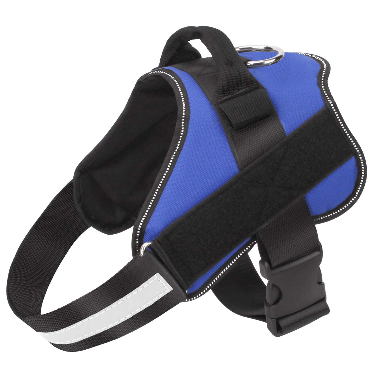 Bolux dog harness front view blue, comfortable medium fit for daily walks.