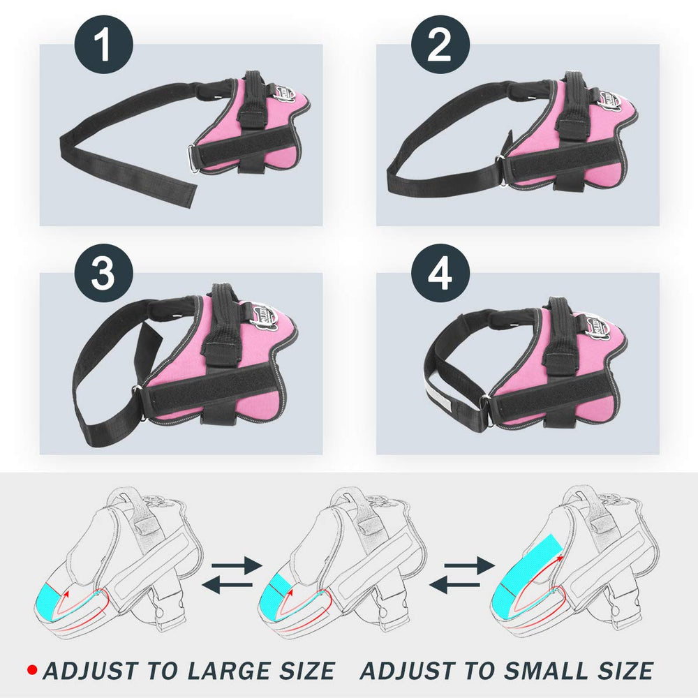 Bolux dog-harness-handle-closeup shows rugged nylon handle for easy control during outings.