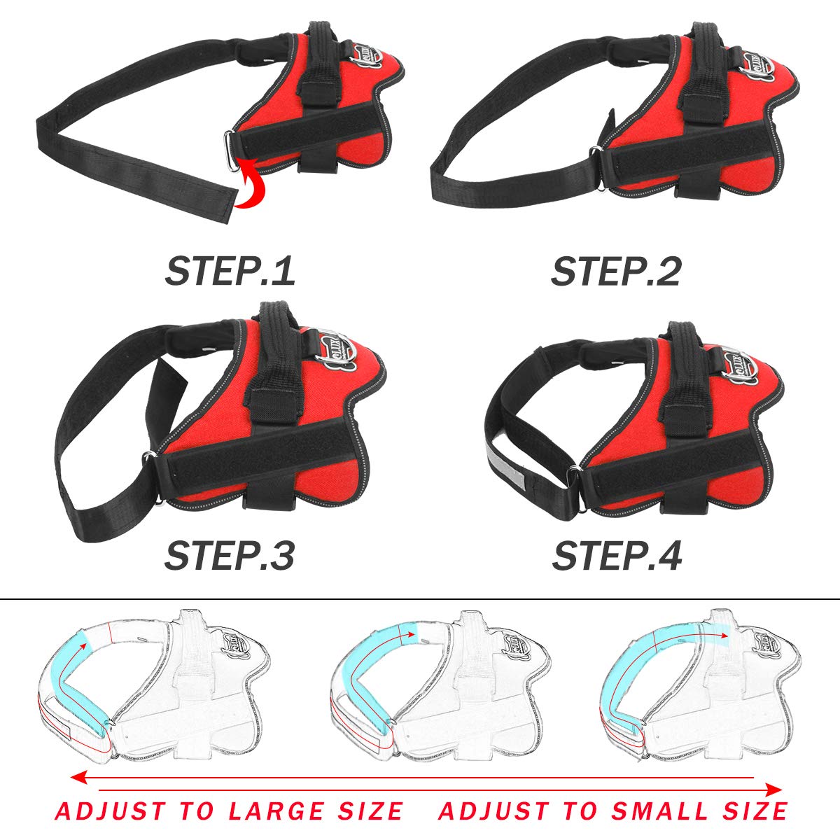 Bolux dog harness nylon handle close-up shows sturdy grip.
