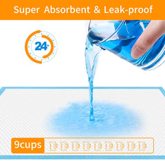 Bolux ultra-absorbent dog pads shown to absorb messes efficiently.