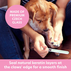 Bona Fide Beauty pet nail file in use, quiet and comfortable for pets.