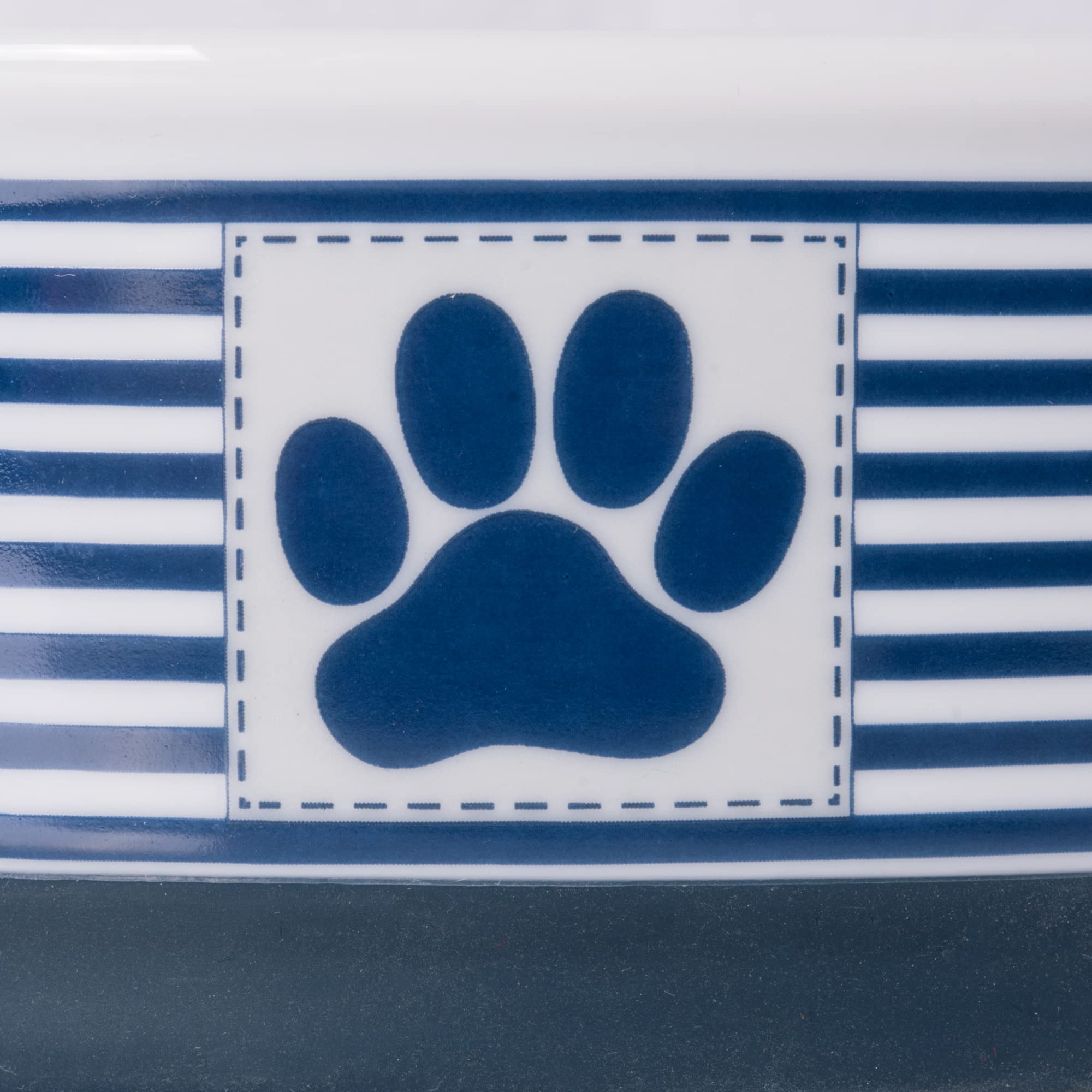 Bone Dry Paw Patch ceramic pet bowl dishwasher-safe for quick, fuss-free cleaning.