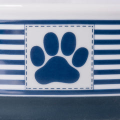 Bone Dry Paw Patch ceramic pet bowl dishwasher-safe for quick, fuss-free cleaning.