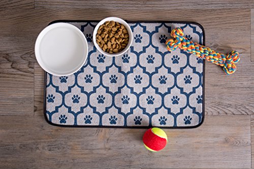 Bone Dry Paw Patch ceramic pet bowl paw print stripe adds whimsical charm to feeding.