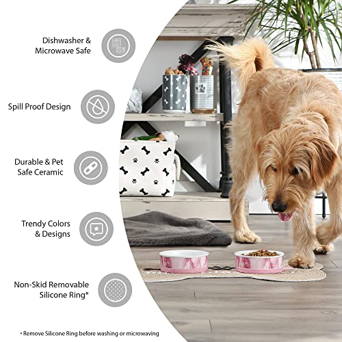 Bone Dry Paw Patch ceramic pet bowl marble pattern complements modern kitchens.
