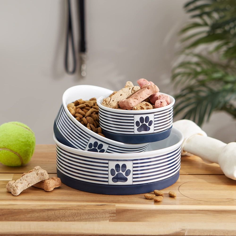 Bone Dry Paw Patch ceramic pet bowl lattice design blends with home decor.