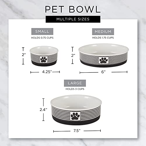 Bone Dry Paw Patch ceramic pet bowl set 2-piece demonstrates value and versatility.