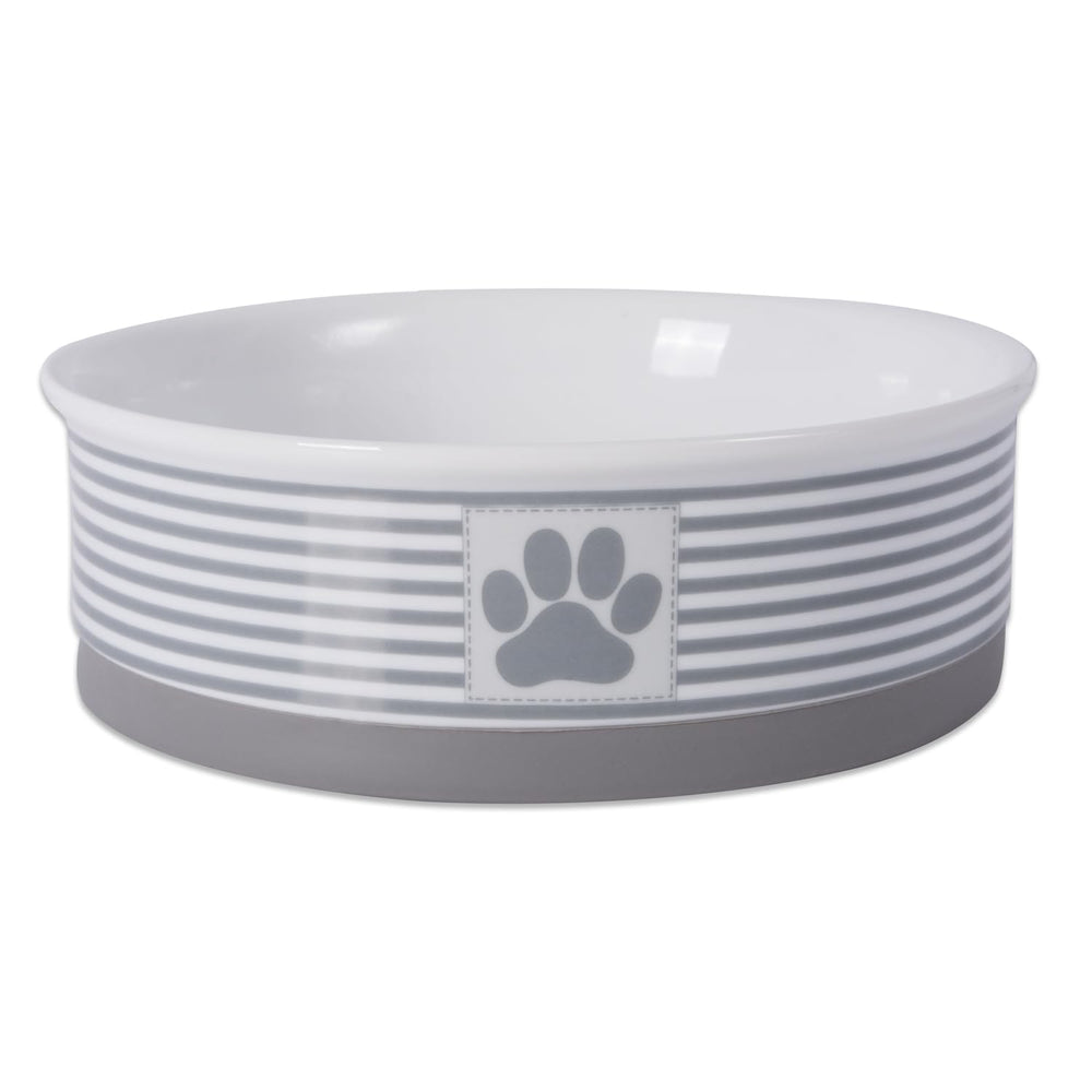 Bone Dry Paw & Patch large bowl gray closeup with non-slip rim for steady feeding