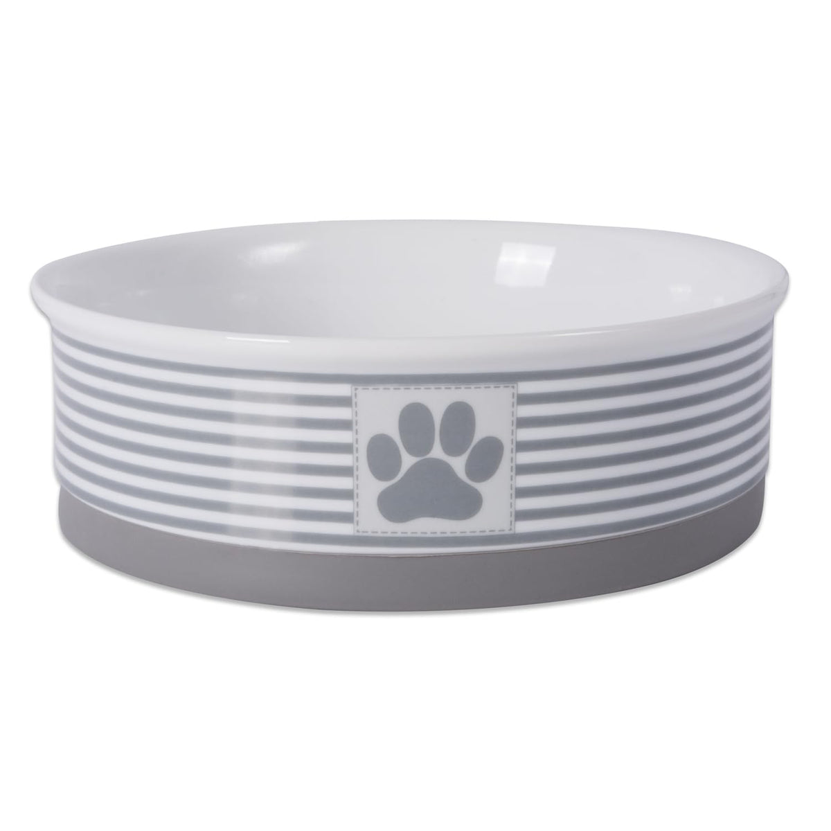 Bone Dry Paw & Patch large bowl gray closeup with non-slip rim for steady feeding