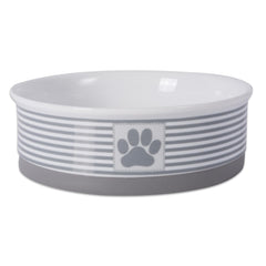 Bone Dry Paw & Patch large bowl gray closeup with non-slip rim for steady feeding