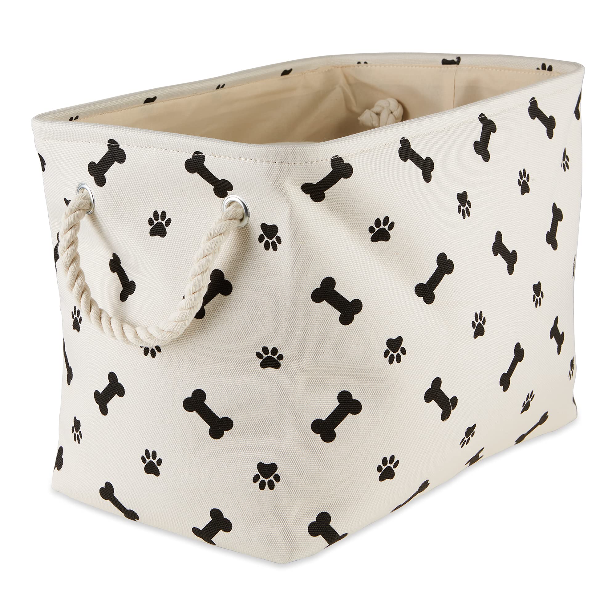 Bone Dry paw-bone-print-bin front view shows compact pet storage for treats and toys.