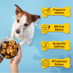 BoneItUp silicone dog treat molds four-pack enables versatile, fresh-bake bites.