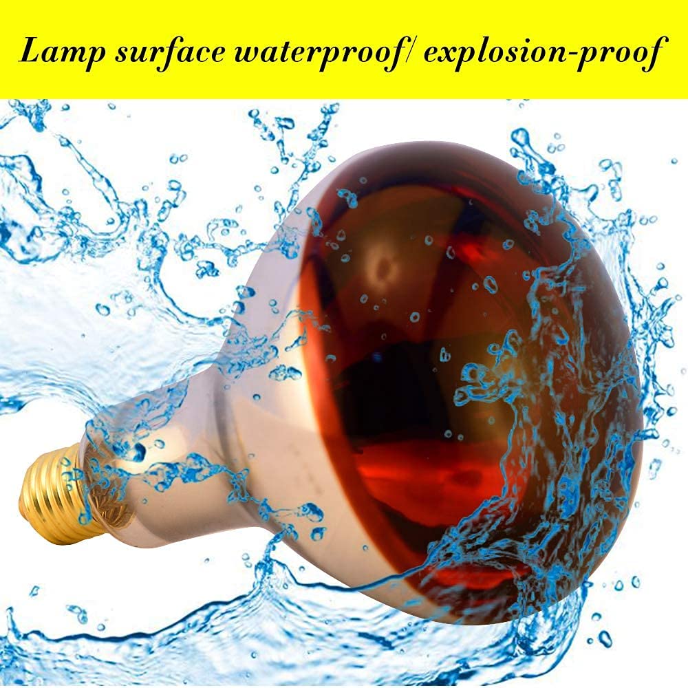 BONGBADA heat lamp bulb R40 250W for pets and reptiles basking heat