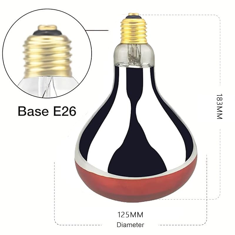 BONGBADA heat lamp bulb R40 250W red-painted glass showing robust heat distribution