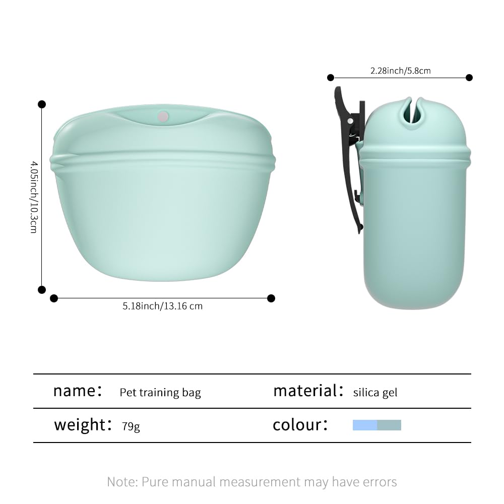 Bongpuda silicone dog treat pouch light green with clip attachment ideal for hands-free training