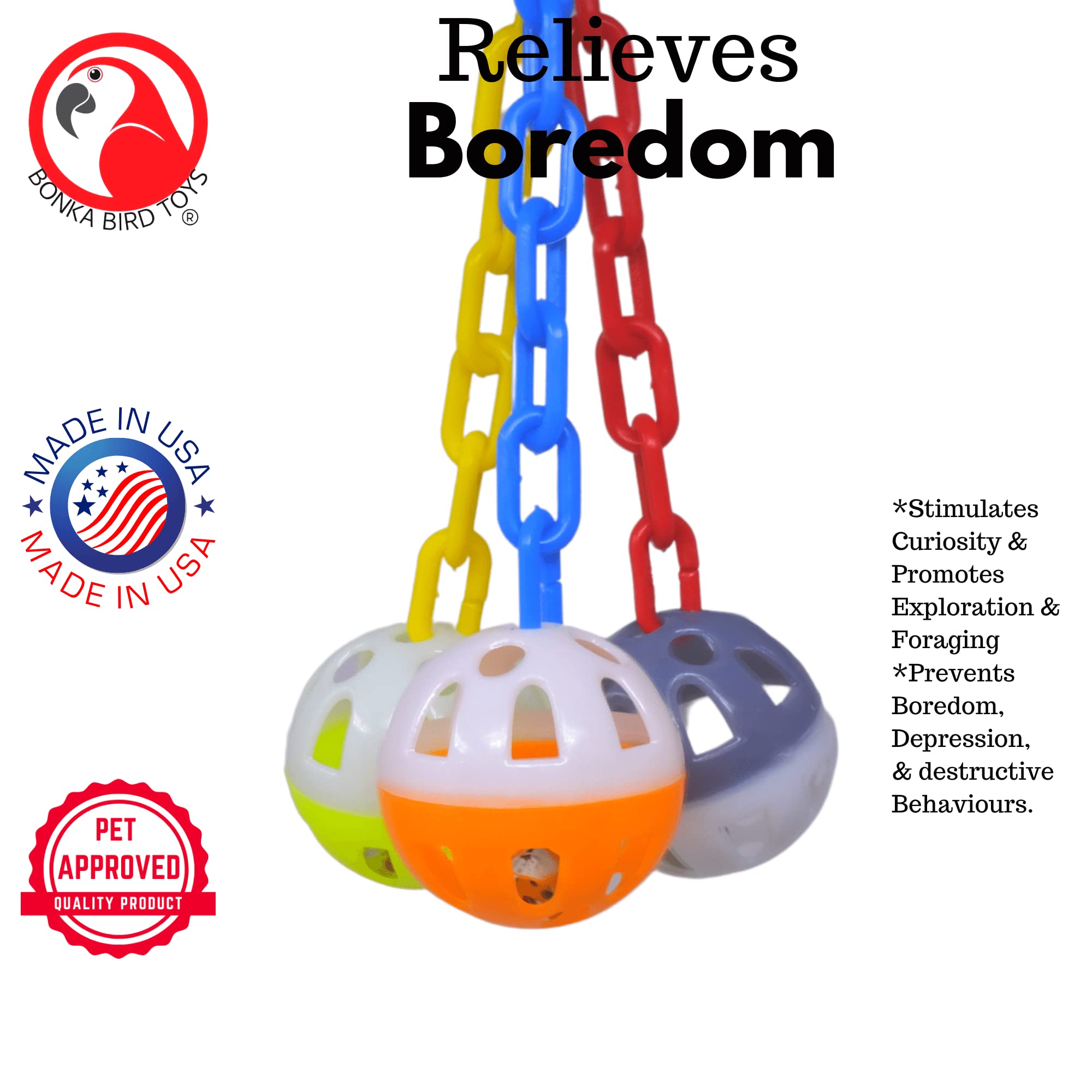 Bonka Ball Clanger made from bird-safe materials ensures durable, safe play