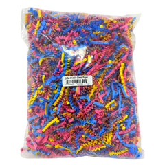 Bonka Bird Toys 1654 crinkle shred paper foraging bag—multicolor strips for enrichment and nesting play.