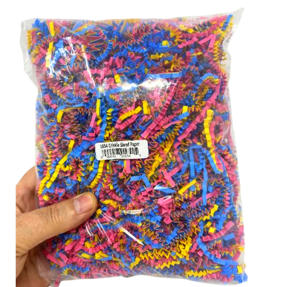 Bonka Bird Toys 1654 crinkle shred paper display—soft, safe material ideal for stuffing toys.