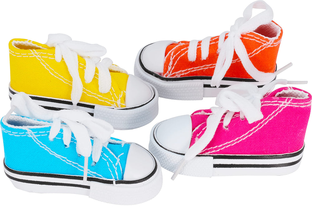 Bonka Bird Toys mini sneakers detail with shoelaces enhances tactile enrichment.