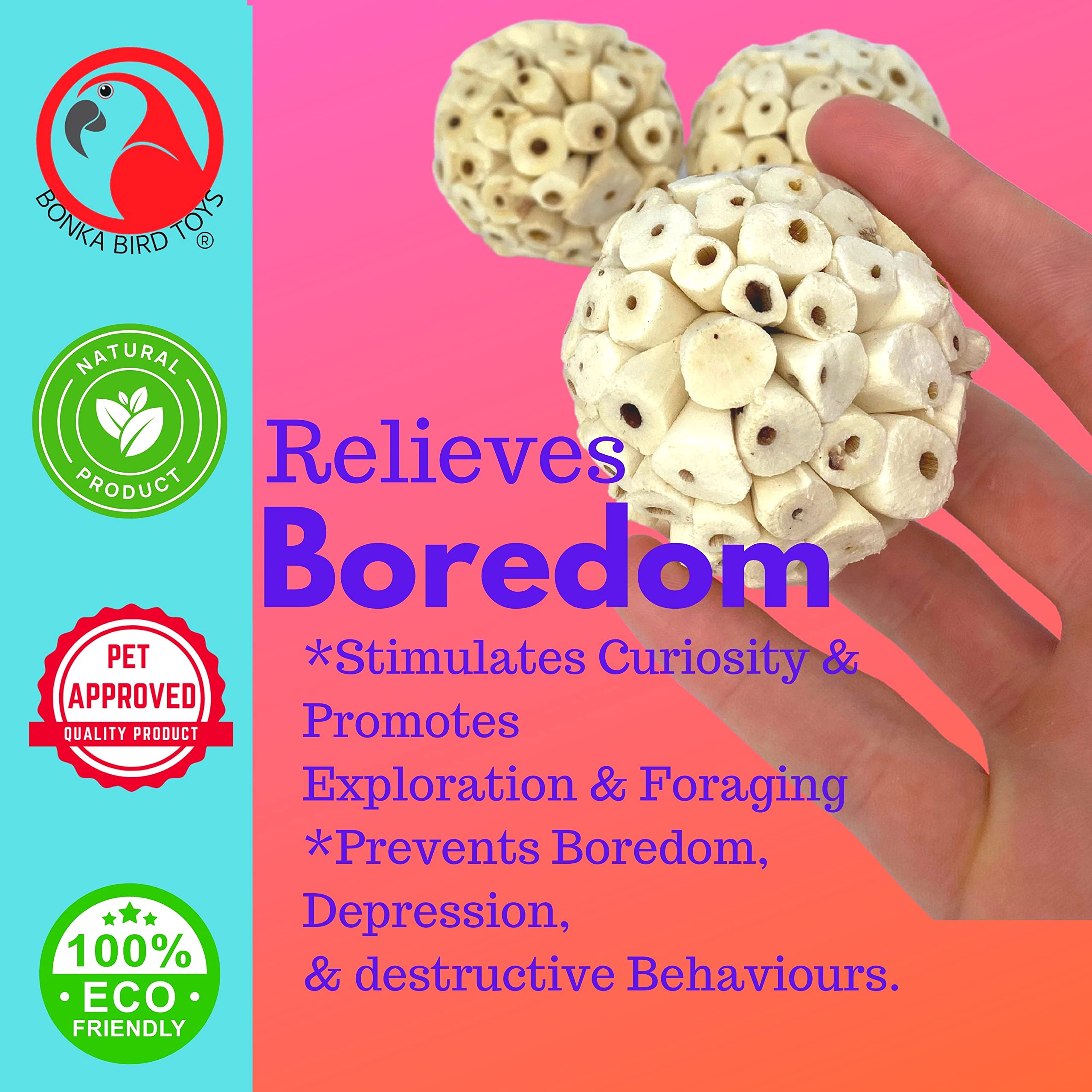 Bonka Sola Atta Ball bird-safe material—free from harmful chemicals for peace of mind.