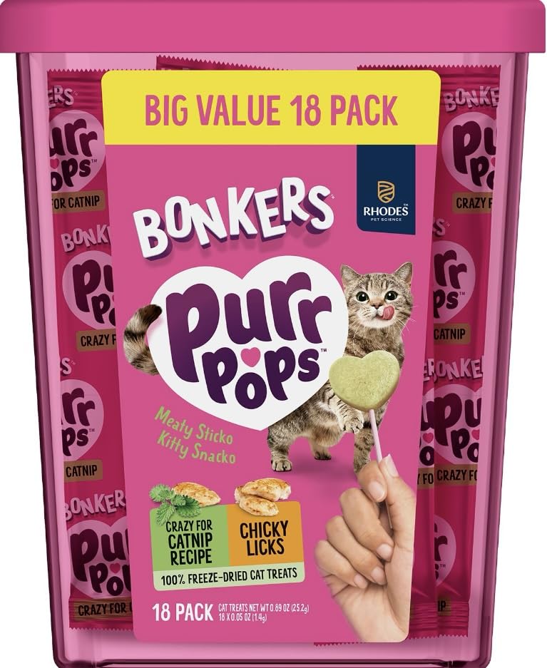 Bonkers Purrpops chicken-catnip bites for catnip excitement