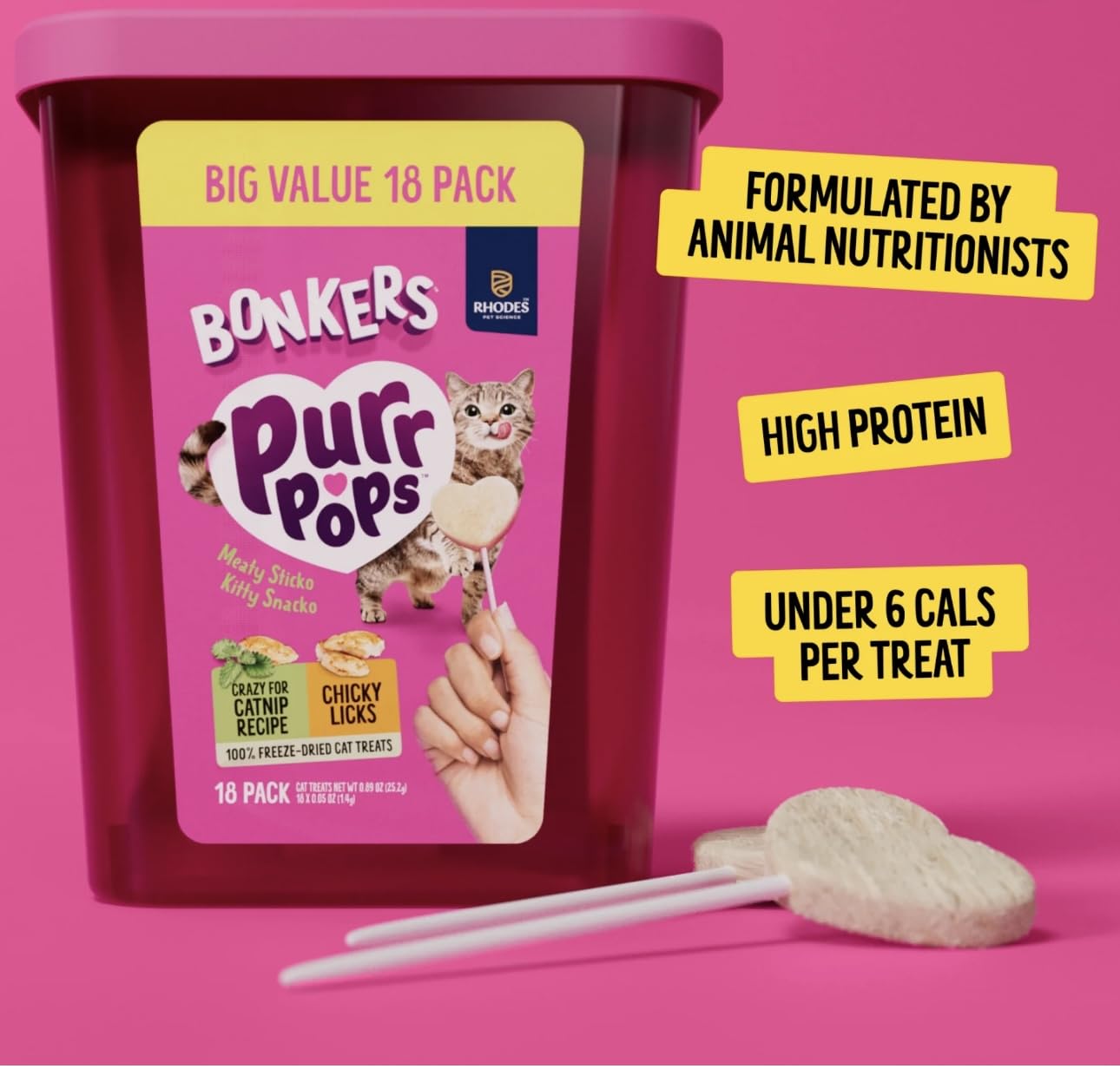 Bonkers Purrpops chicken-flavor stick offers interactive feeding