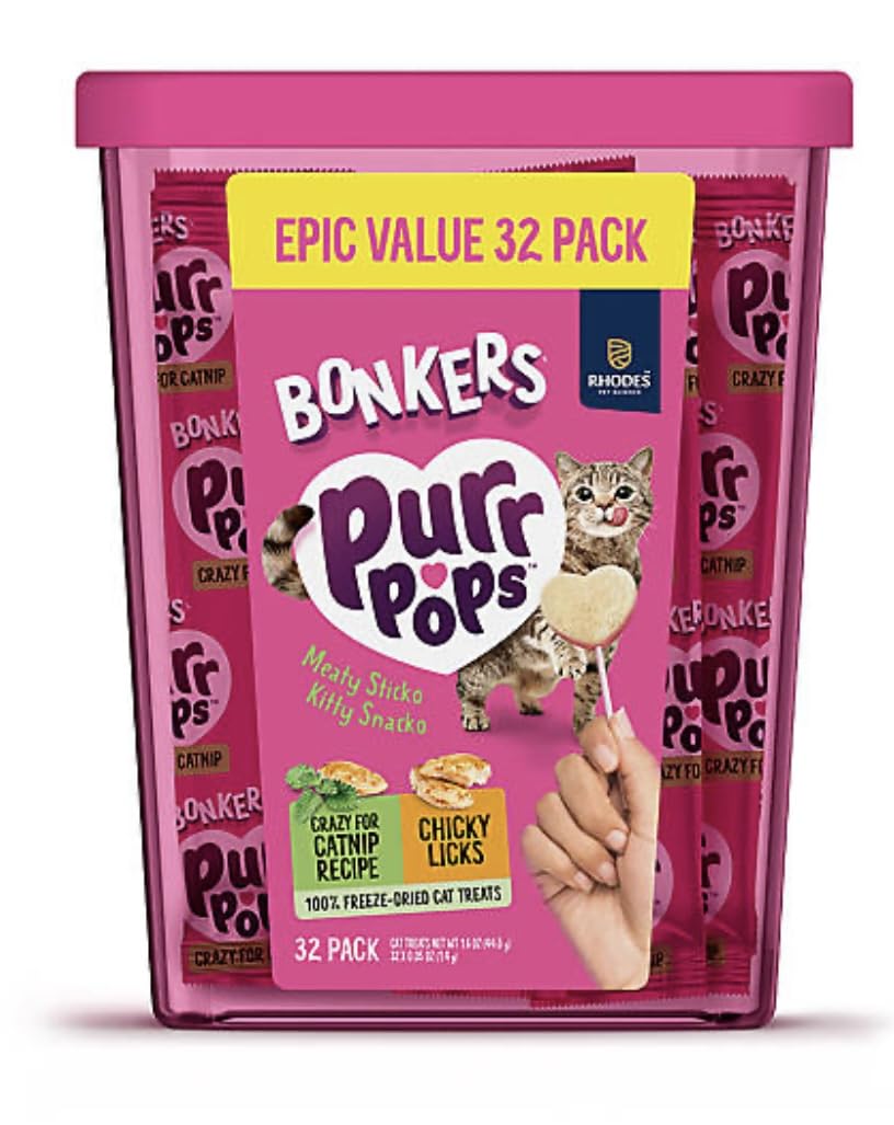 Bonkers Purrpops epic value pack shown with resealable container for freshness and quick rewards