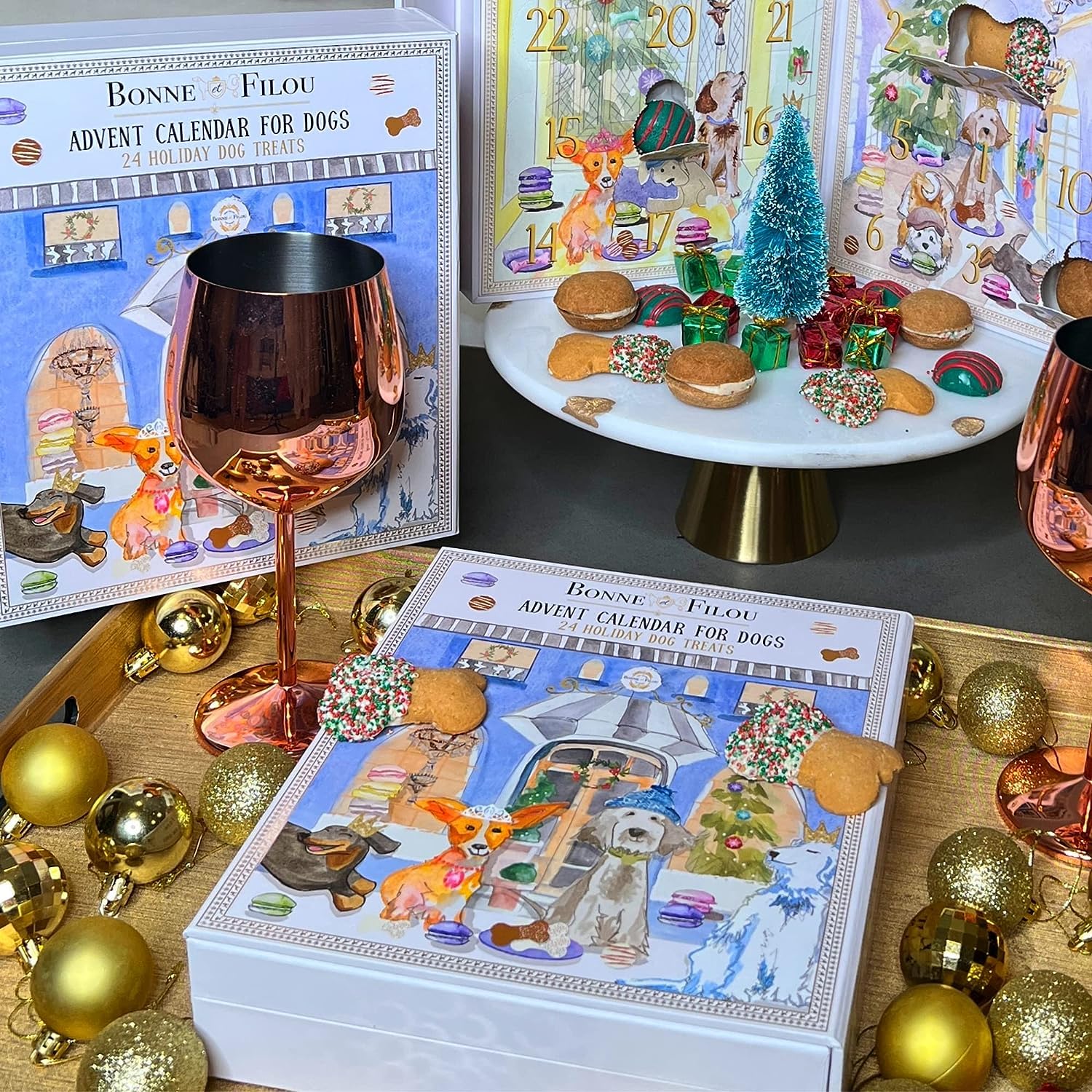 Bonne et Filou 2025 Advent Calendar bone cookies, crunchy chews for long-lasting dog enjoyment.