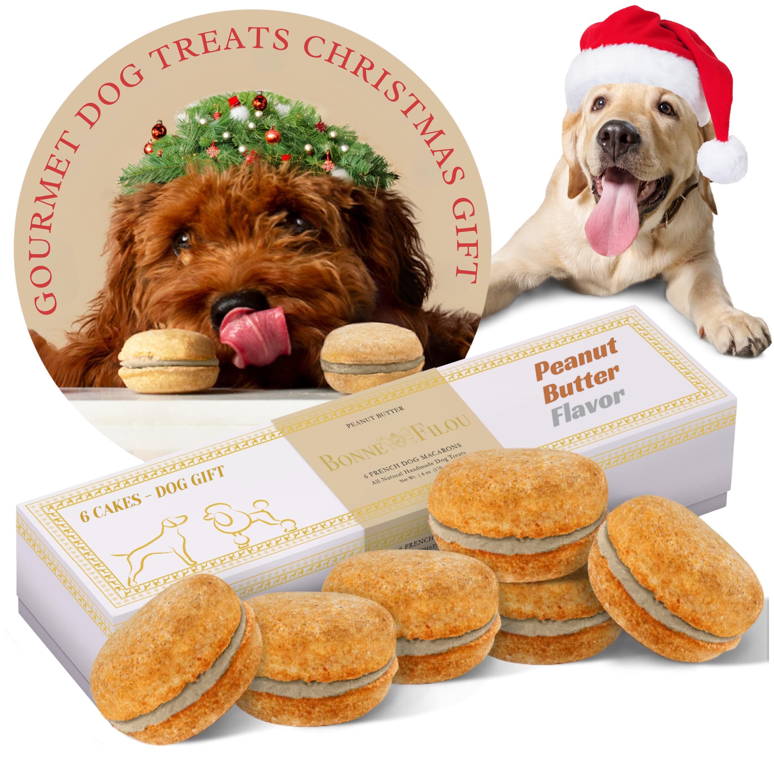 Bonne et Filou dog macarons Christmas treats pack perfect for festive gifting and snacking