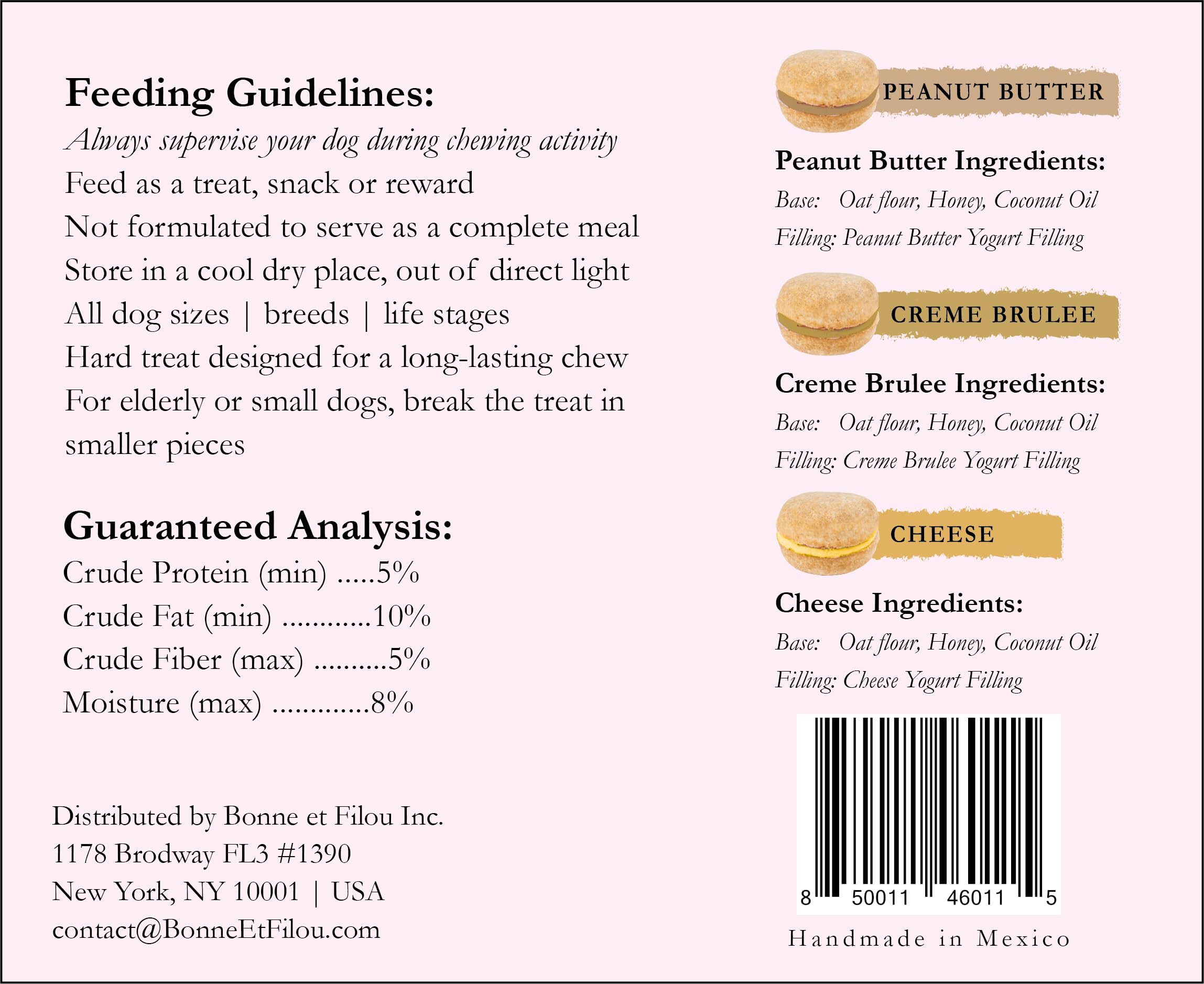 Bonne et Filou rose macarons gift box for dogs, festive presentation