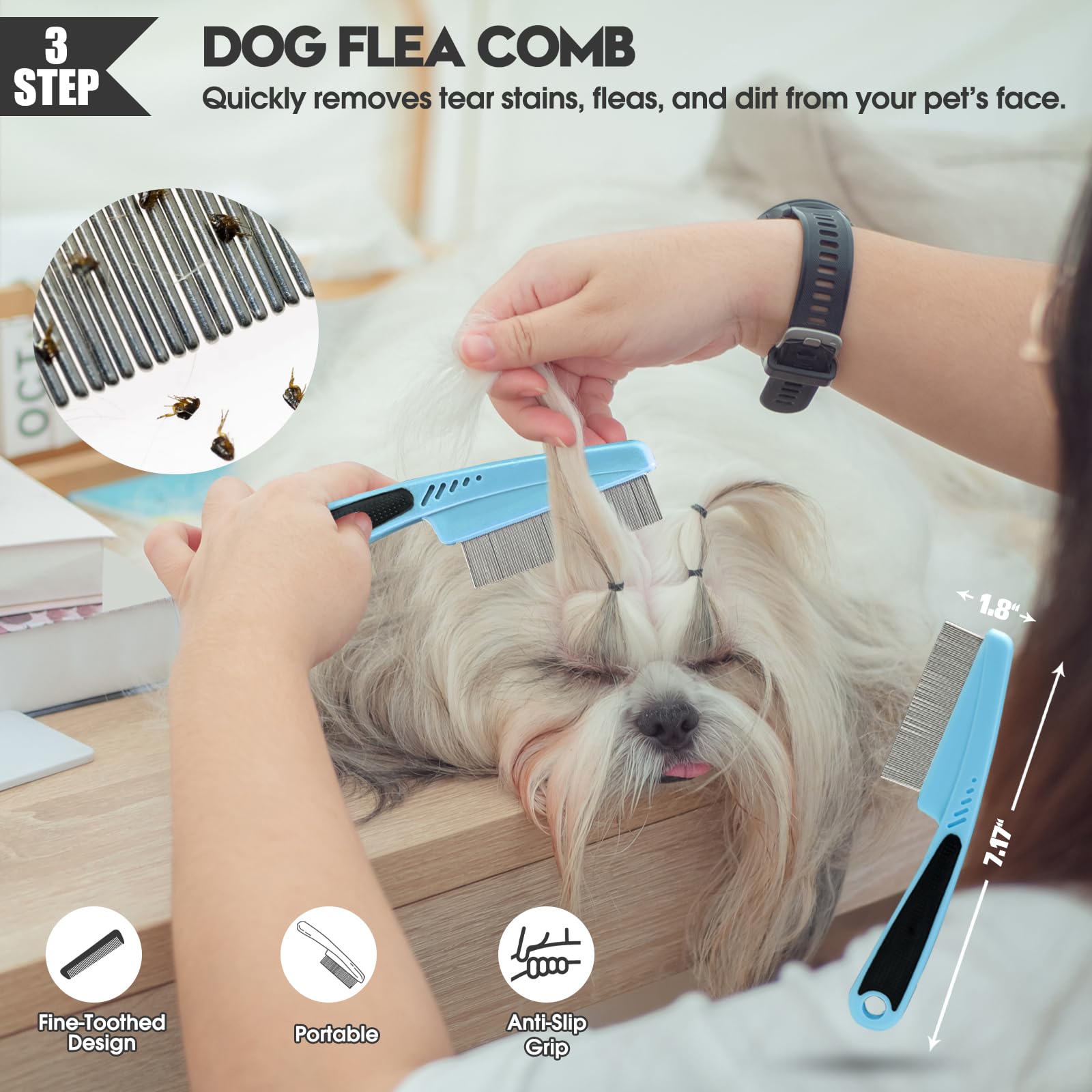 Bonteck ergonomic anti-slip handle ensures comfortable, secure grip during grooming