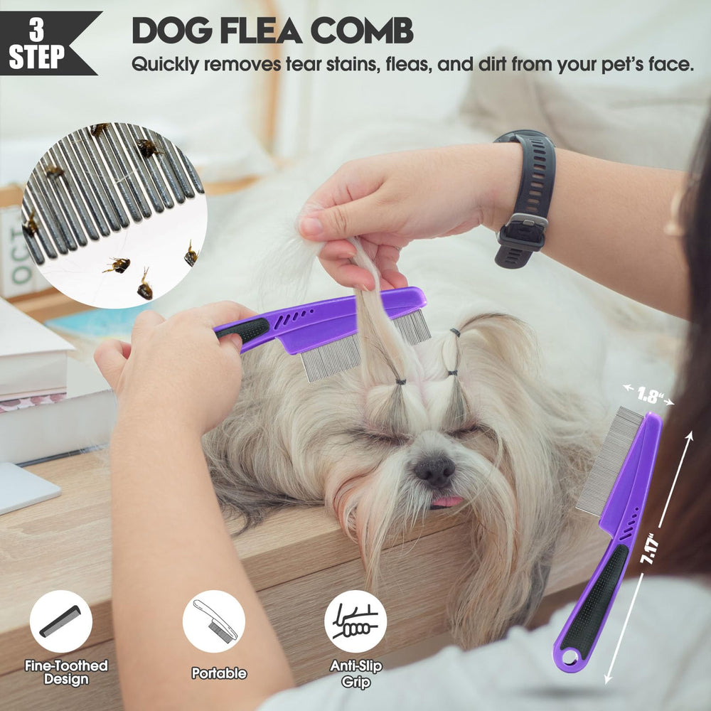 Bonteck flea comb's fine teeth target fleas and debris for precise cleaning.