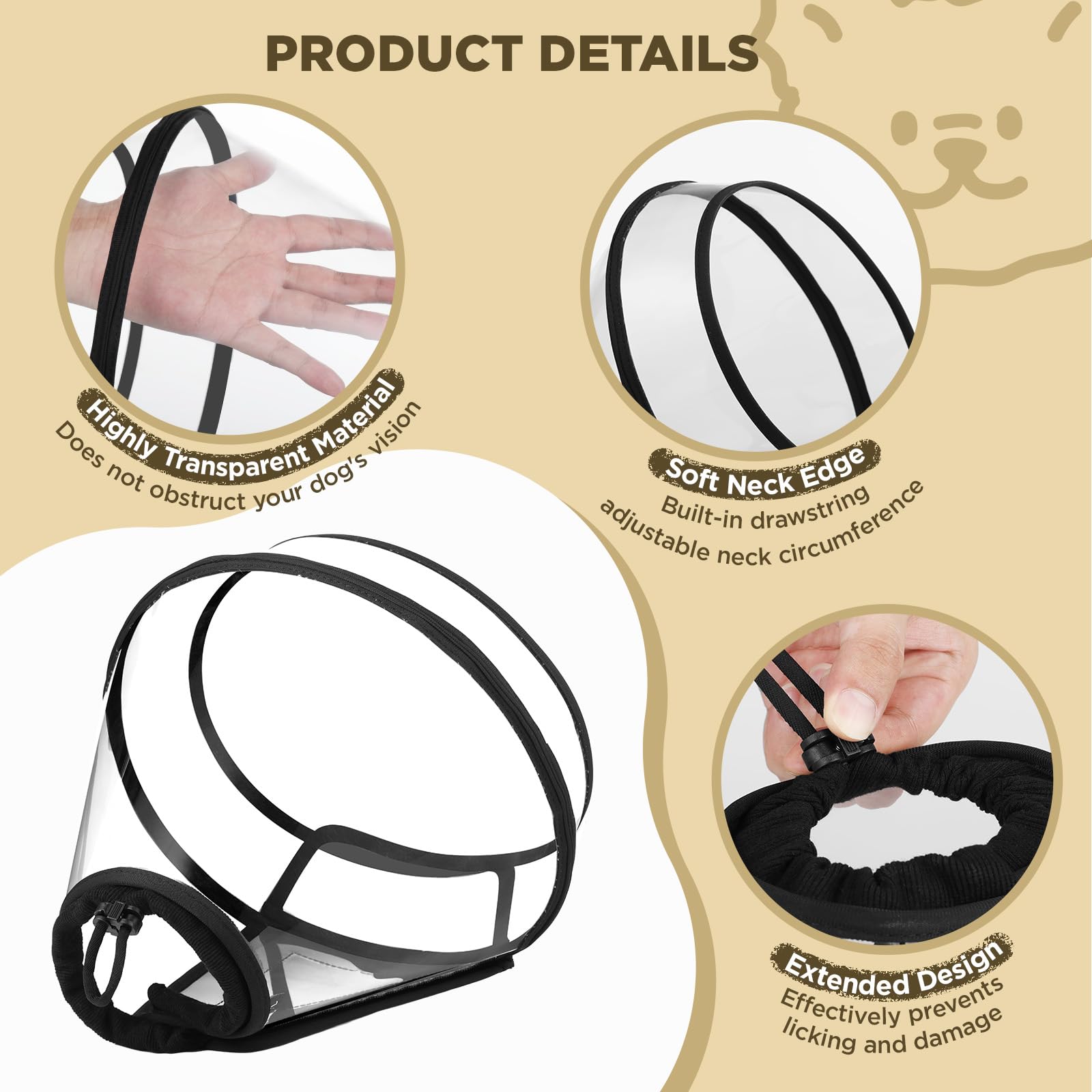 BONTHEE dog cone size chart to aid proper fit.