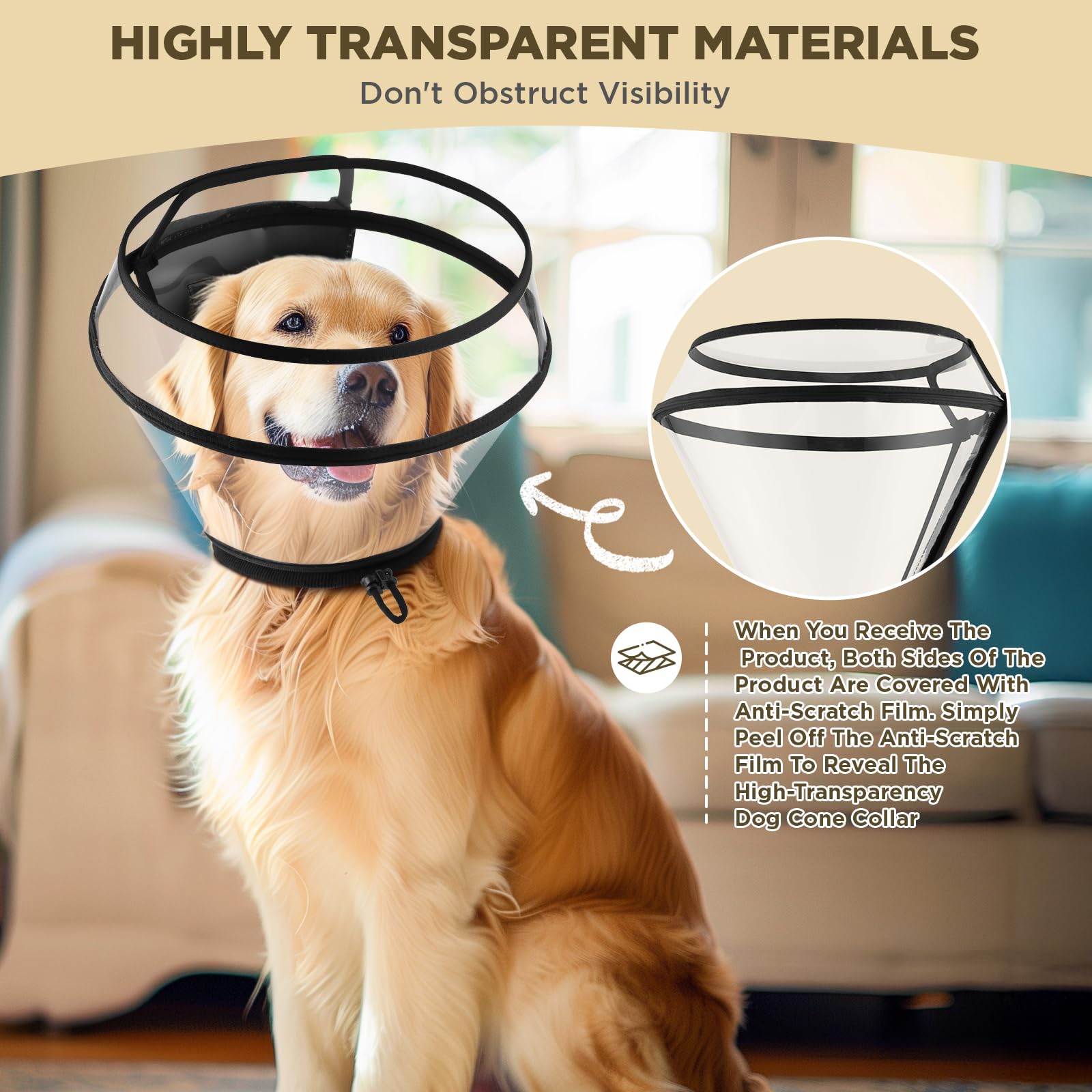 BONTHEE dog cone highlighting soft edges and neck padding.