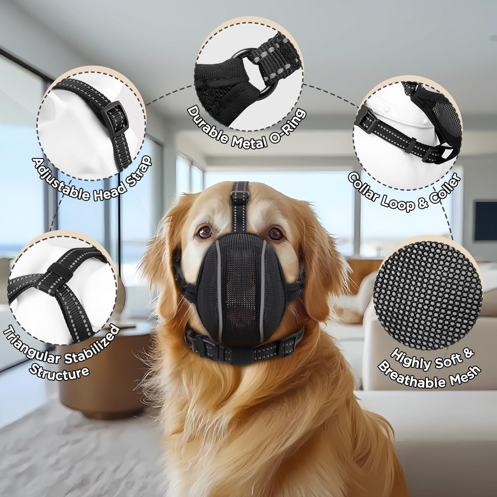BONTHEE adjustable strap muzzle with quick-snap buckle for secure fit.