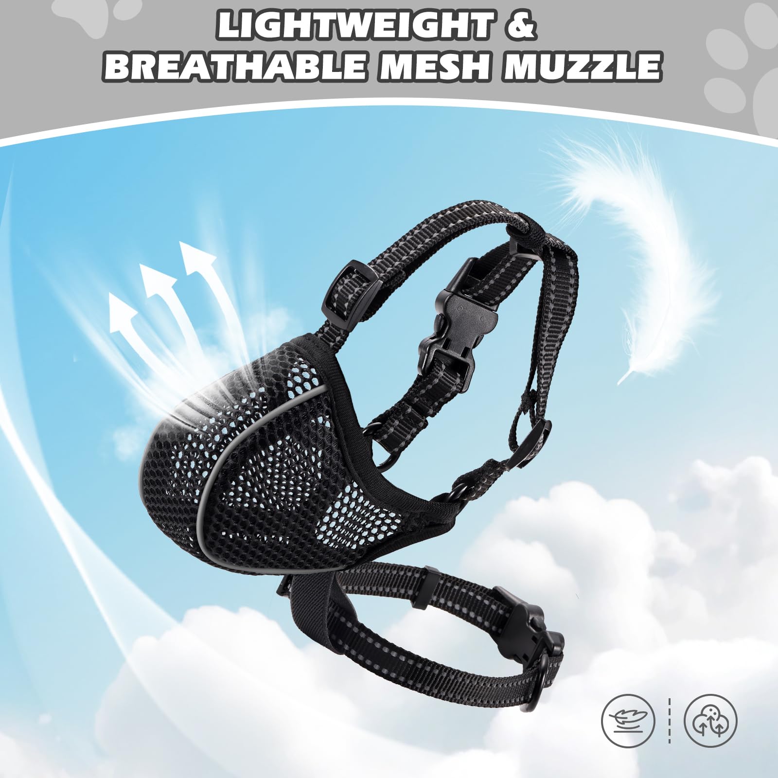 Bonthee dog muzzle with collar option to prevent slipping during training.