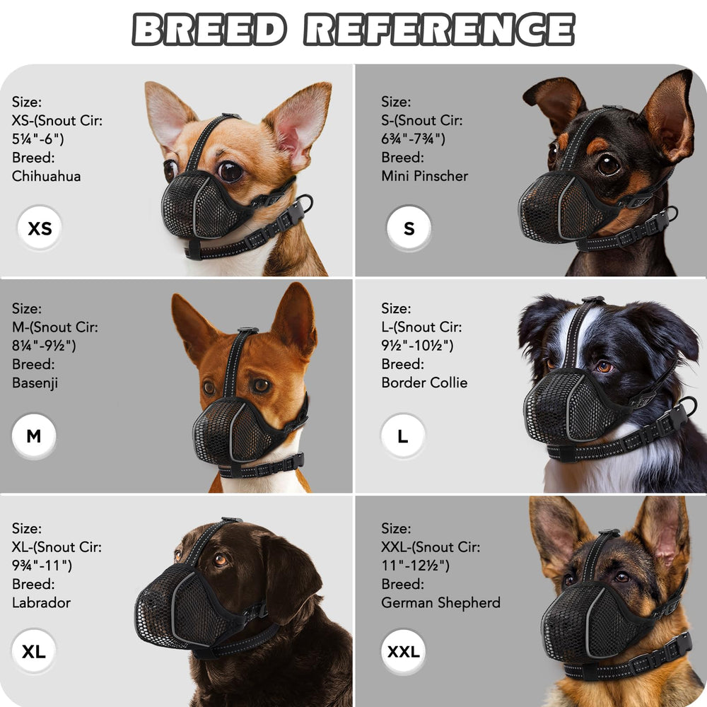 Bonthee dog muzzle with reflective edges for safer dusk walks.