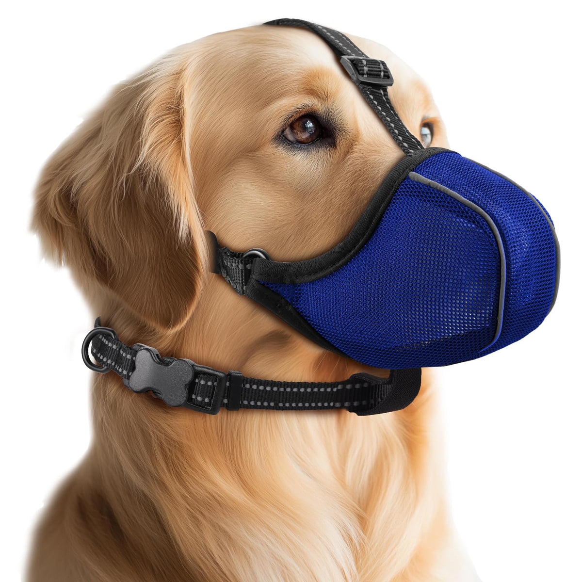 BONTHEE dog muzzle with soft breathable mesh offers comfortable all-day wear.