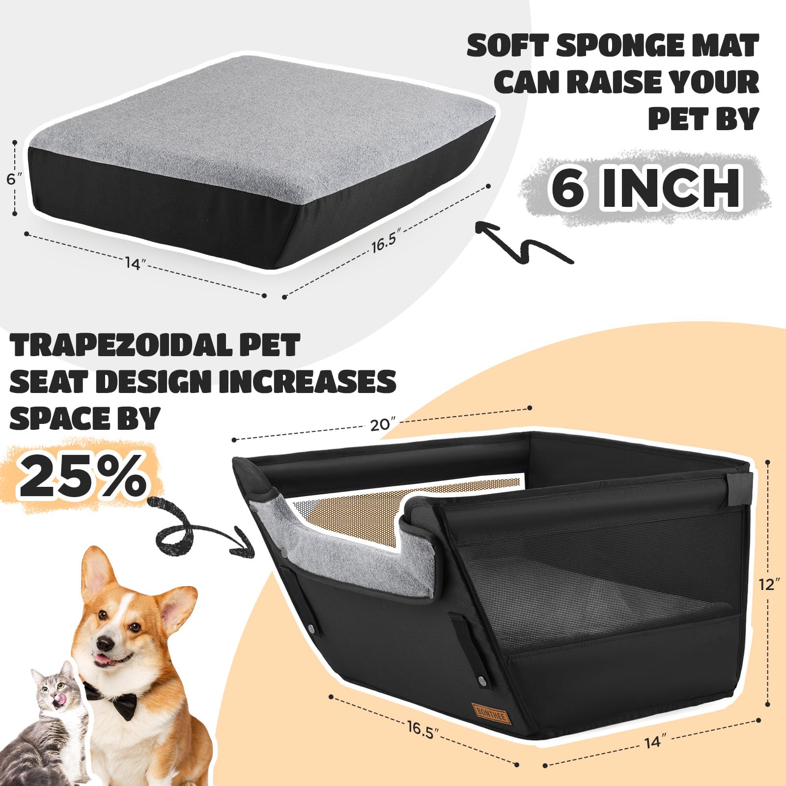 Bonthee elevated seat side mesh shows breathable design aiding comfort.