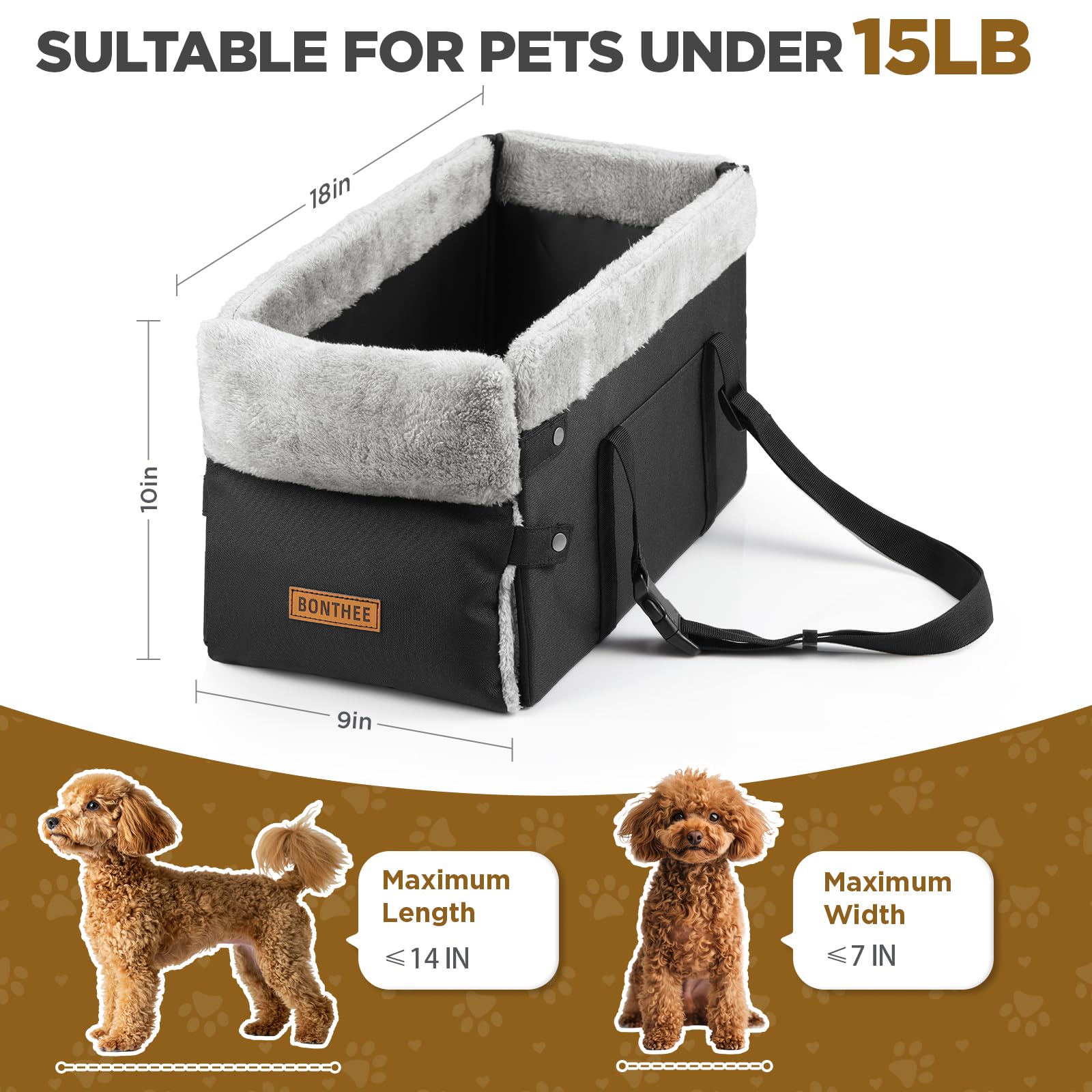 BONTHEE elevated-view dog car seat provides window-side visibility.