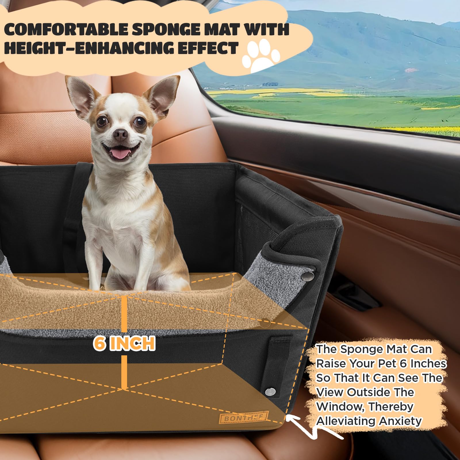 Bonthee soft headrest detail signals extra support during long trips.