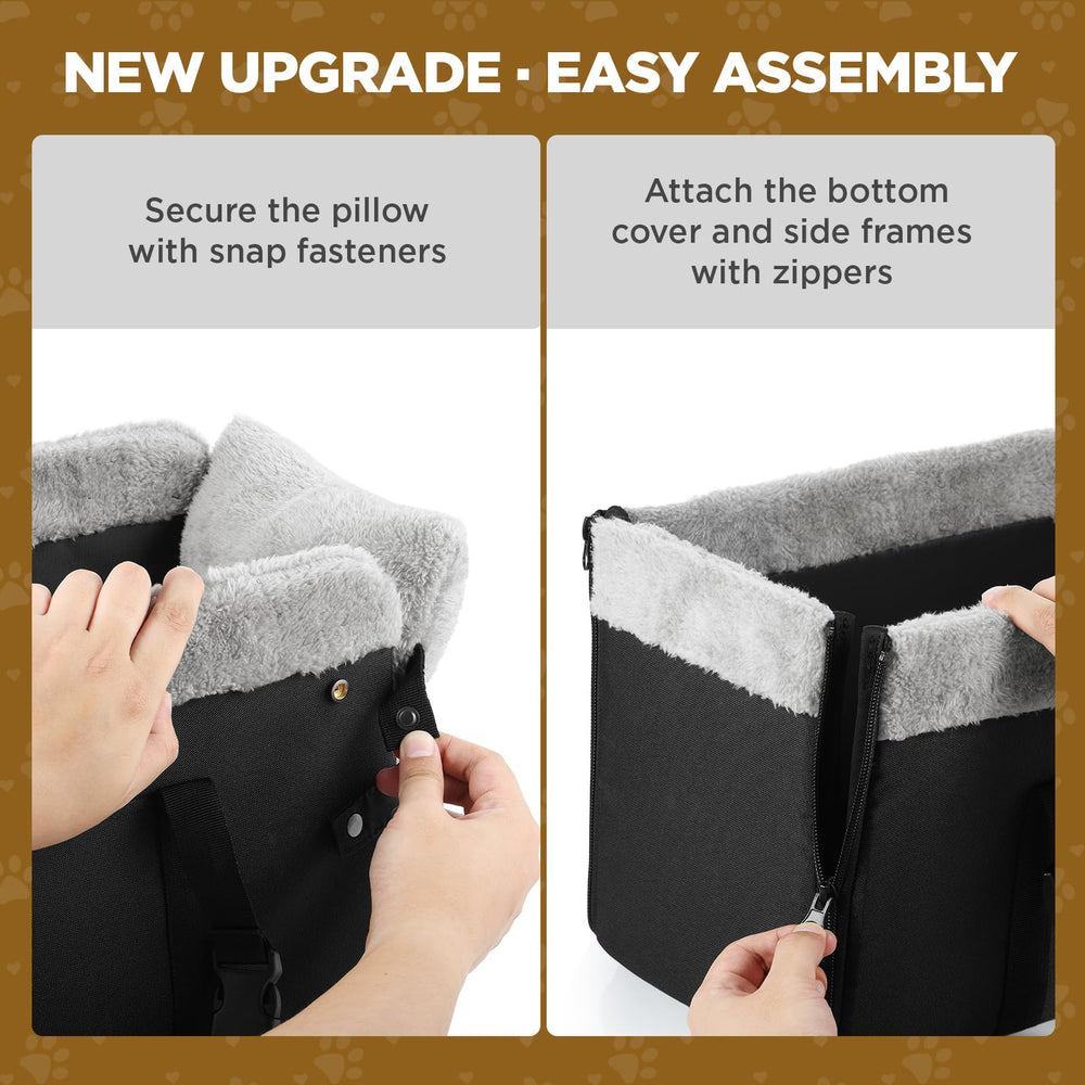 BONTHEE soft-padding dog car seat cushions head and body for comfort.