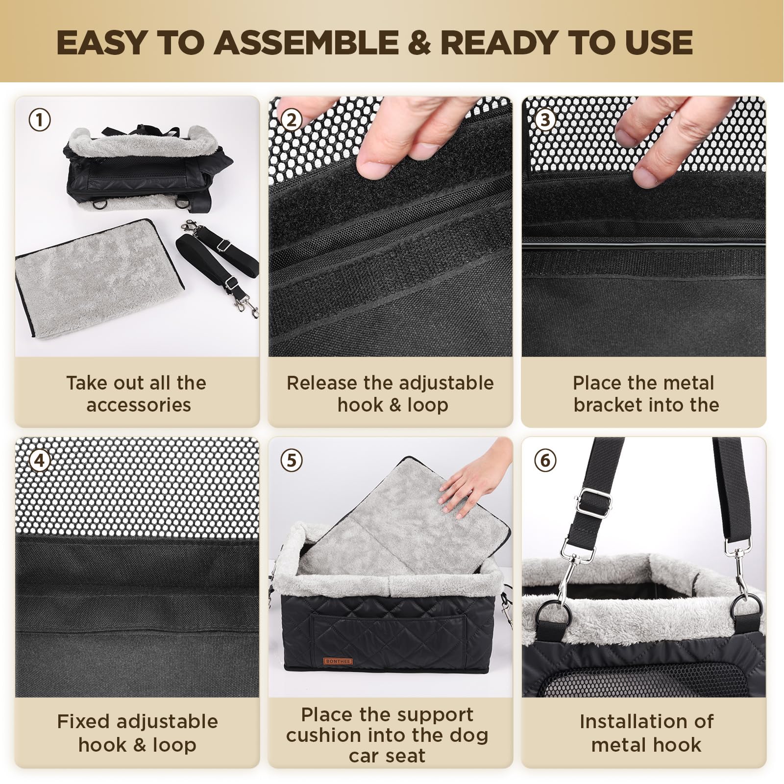 BONTHEE Upgrade Dog Booster Seat storage pocket for treats and bags