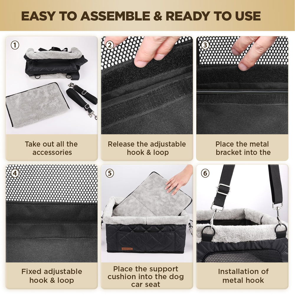 BONTHEE Upgrade Dog Booster Seat storage pocket for treats and bags