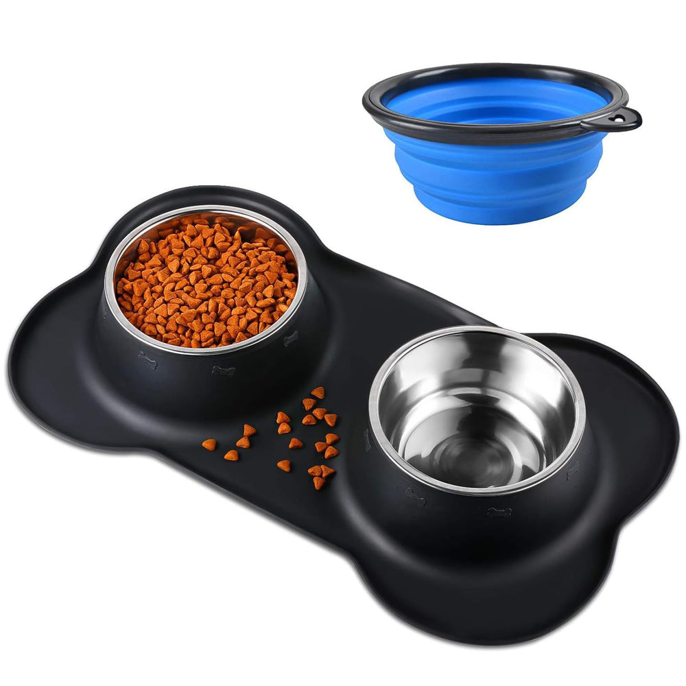 Bonve Pet double bowls dual bowls setup showing separate food and water options.
