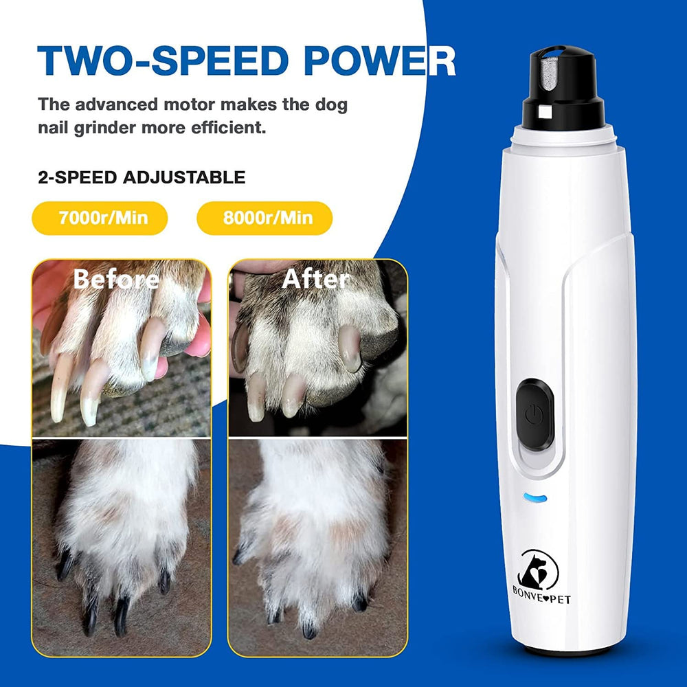 Bonve Pet Nail Grinder 2-speed control for pet-sized nails.