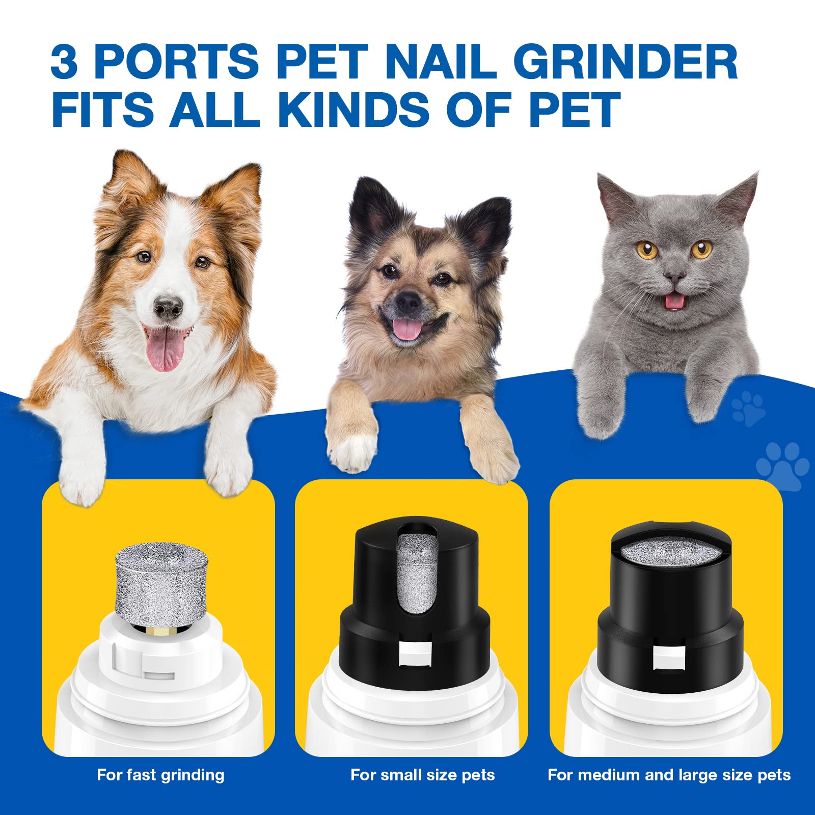 Bonve Pet Nail Grinder USB rechargeable for cordless grooming anywhere.