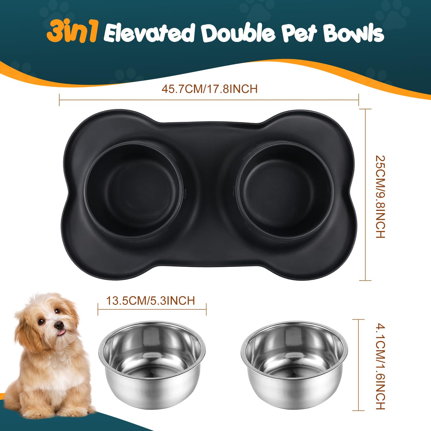 Bonve Pet stainless-steel bowls 14oz designed for durability and rust resistance.