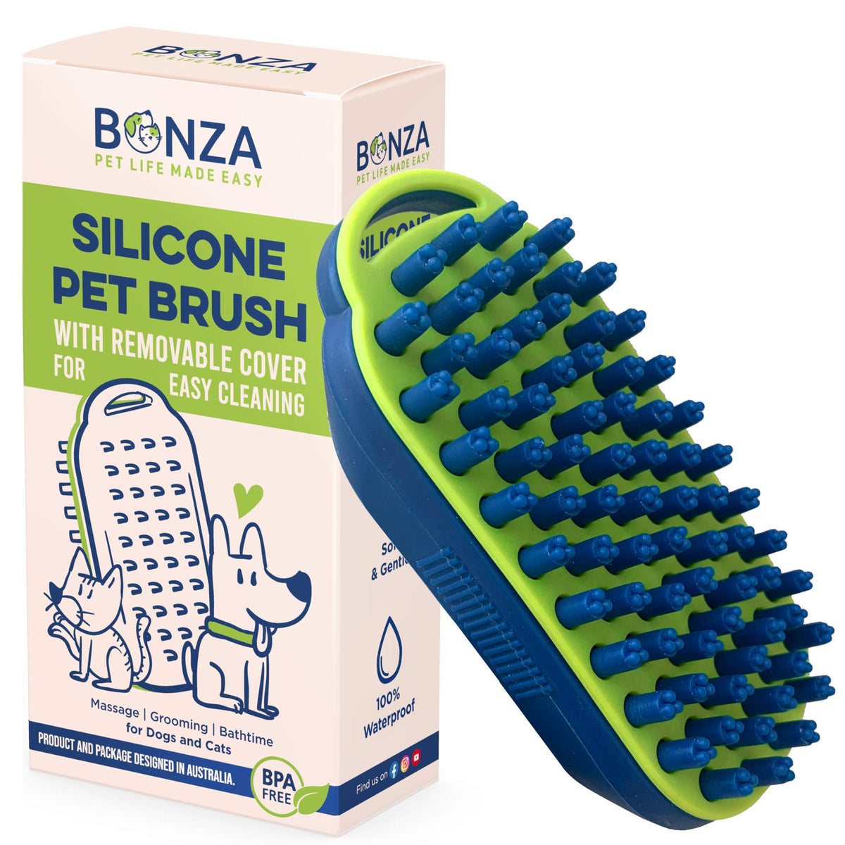 Bonza cepillo para perros con masaje suave para pelaje