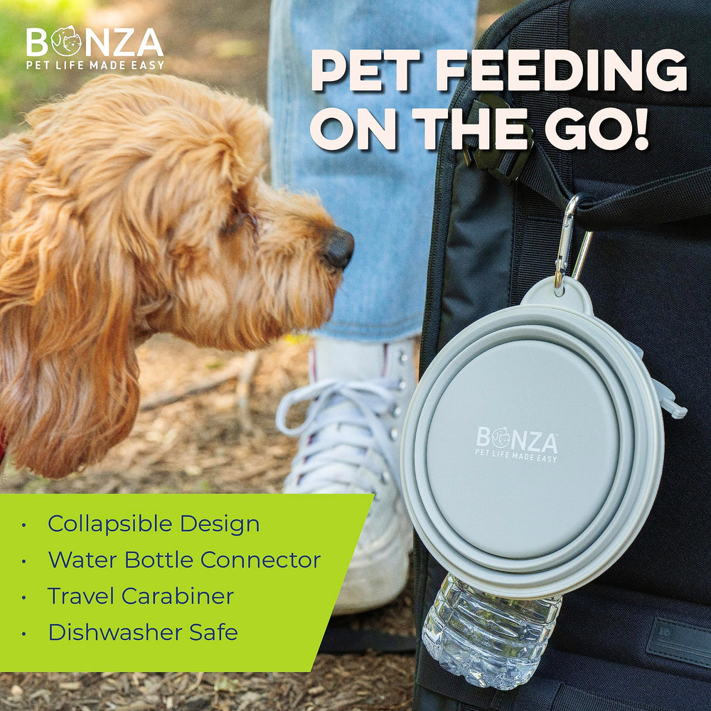 Bonza collapsible dog bowl folded flat for easy storage during trips